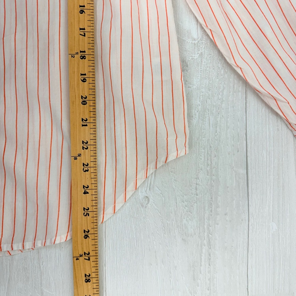 LILLA P Boyfriend Button Down Shirt Top Women M Tangerine Stripe Cotton Minimal - Picture 13 of 16